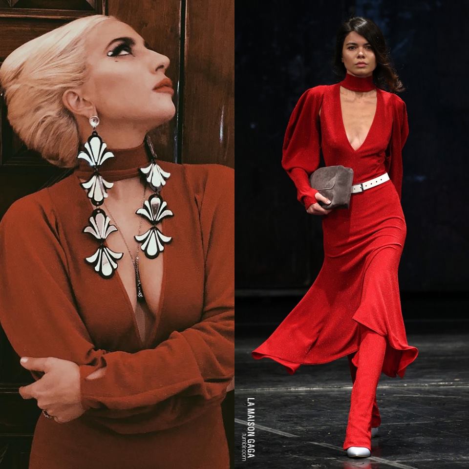 Lady Gaga wearing red dress by famous Georgian designer geotv.ge